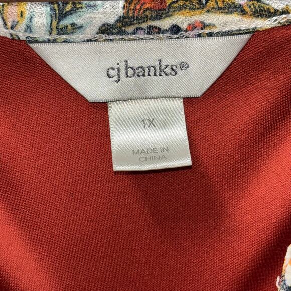 CJ Banks Sleeveless Floral Paisley Lined Tunic Top 1X Boho Indie Cottage Classic - Picture 4 of 7